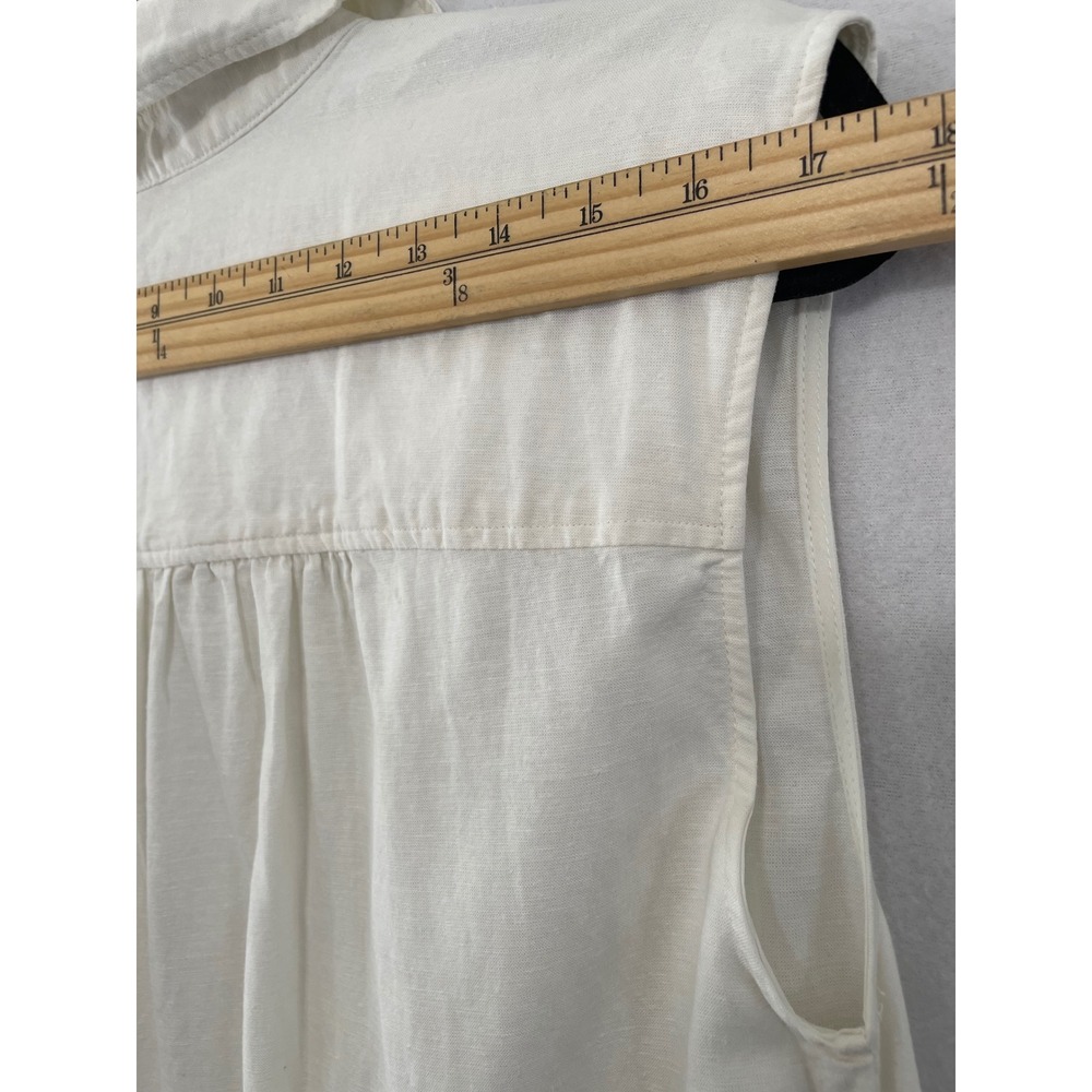H&M Shirt Dress Womens Medium M Off White Linen Blend Sleeveless Midi Button Up - Picture 10 of 10